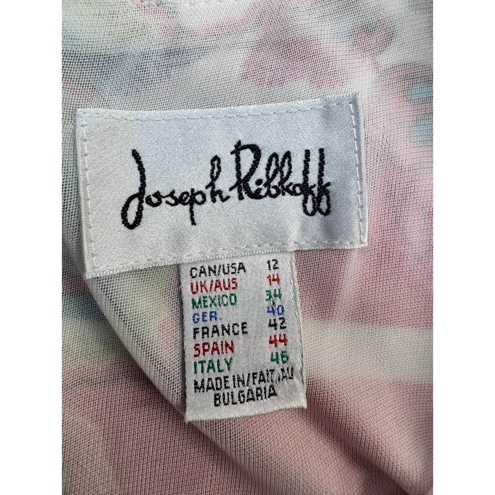 Joseph Ribkoff Dress 12 Orange Black Floral Striped Sheath Jersey‎ Vibrant Artsy - Picture 12 of 12